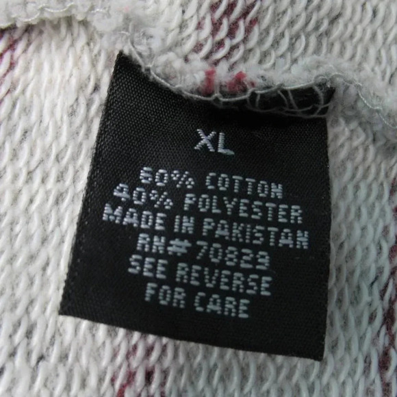 Carbon Mens Pullover Sweater Long Sleeve Cream Heather w/Brick Red Stripes Sz XL - Picture 5 of 6